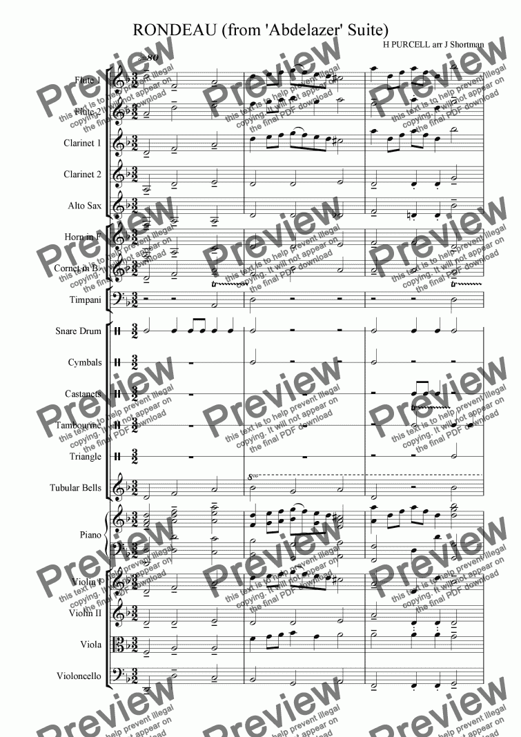 page one of PURCELL- Rondeau from ’Abdelazer’ Suite (arranged for training orchestra)