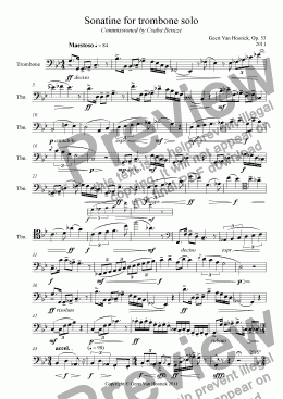 page one of Sonatine for trombone solo