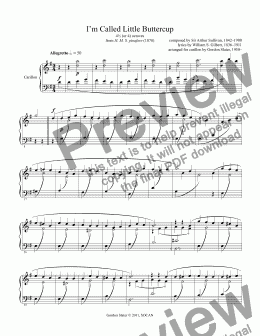 page one of I’m Called Little Buttercup, arr. for carillon