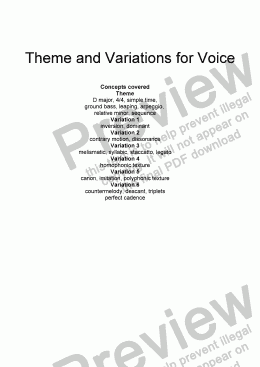 page one of Theme and Variations for Voices