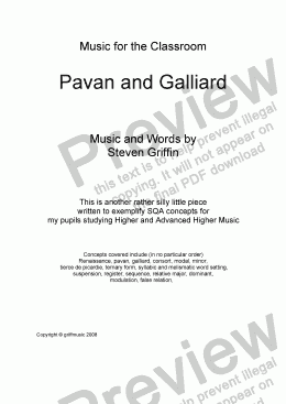 page one of Pavane and Galliard
