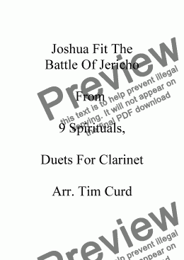 page one of Joshua Fit The Battle Of Jericho. Clarinet Duet