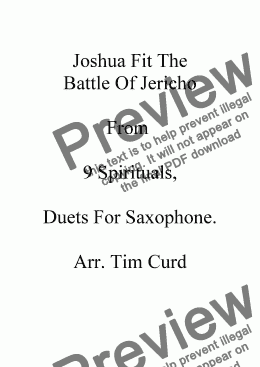 page one of Joshua Fit The Battle Of Jericho. Saxophone Duets
