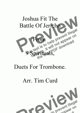 page one of Joshua Fit The Battle Of Jericho. Trombone Duet