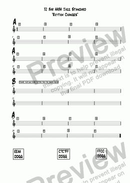 page one of 32 Bar AABA Jazz Standard "Rhythm Changes"