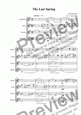 page one of The Last Spring (Saxophone Quartet)