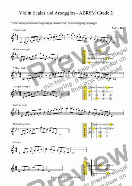 page one of Violin Scales and Arpeggios - Grade 2