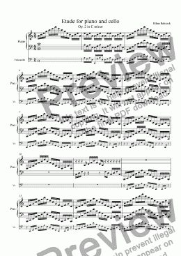 page one of Etude for piano and cello