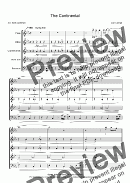 page one of The Continental – Wind Quintet