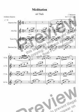 page one of Méditation (Saxophone Quartet)