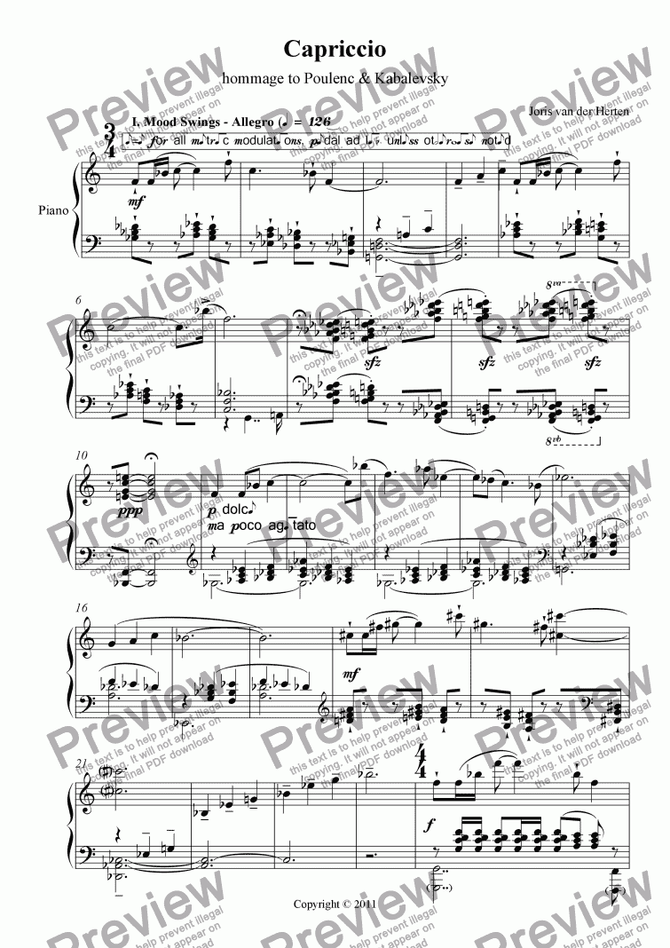 page one of Capriccio (juvenilia, piano)