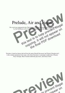 page one of Prelude, Air and Fugue