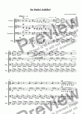 page one of In Dulci Jubilo! (4 cornets + 2 trombones + 2 tubas)