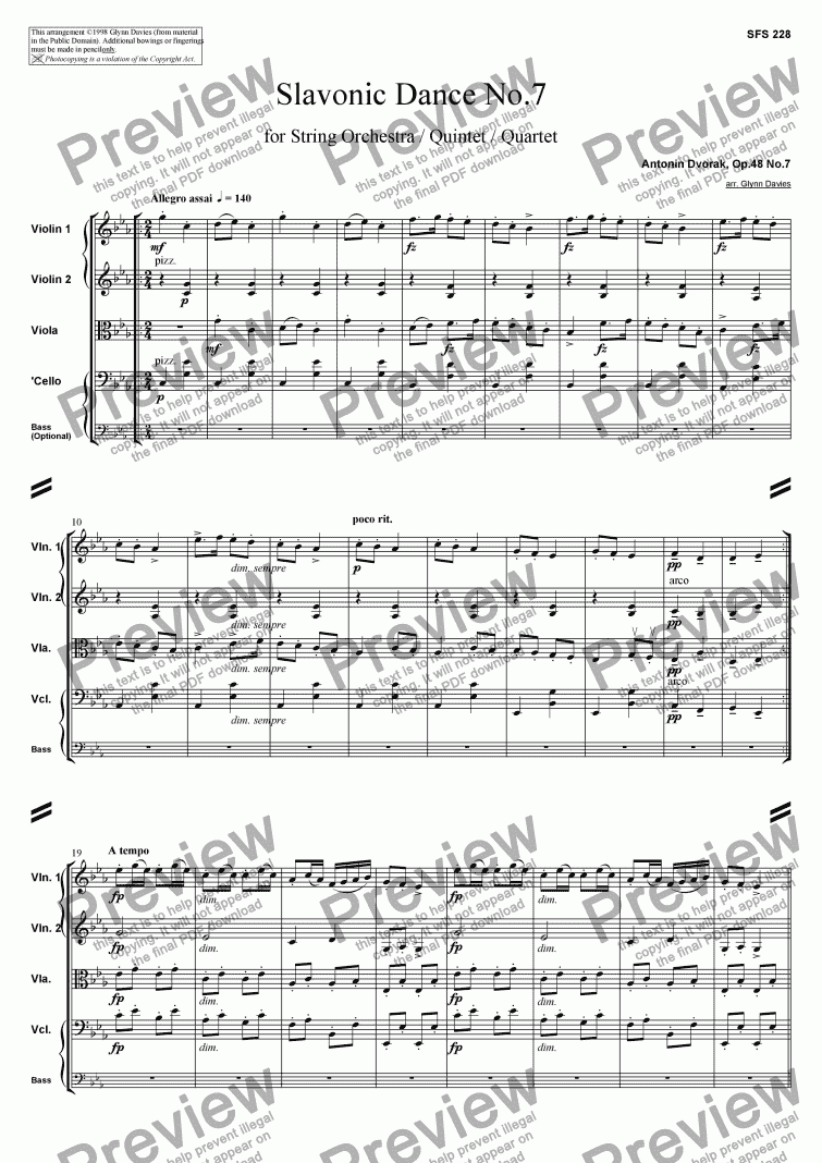 page one of Slavonic Dance, Op.46 No.7