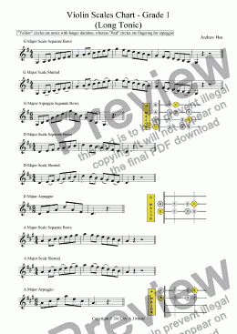 page one of Violin Finger Charts - Grade 1 (LN)