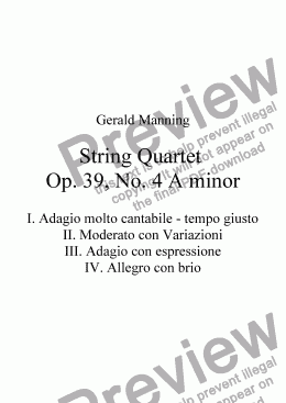 page one of String Quartet Op. 39, No. 4 A minor