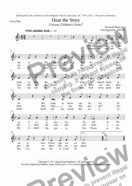 page one of Hear the Story, Vocal part