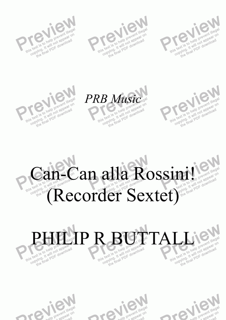 page one of Can-Can alla Rossini! (Recorder Sextet)