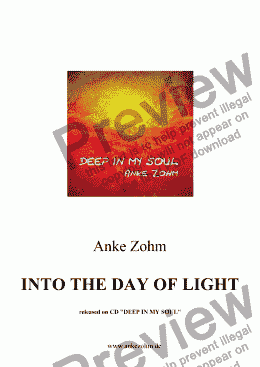 page one of INTO THE DAY OF LIGHT released on  CD: "DEEP IN MY SOUL"