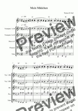 page one of Mein Mädchen - Brass Quartet