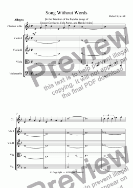 page one of Song Without Words [In the Tradition of the Popular Songs of George Gershwin, Cole Porter, and Harold Arlen]