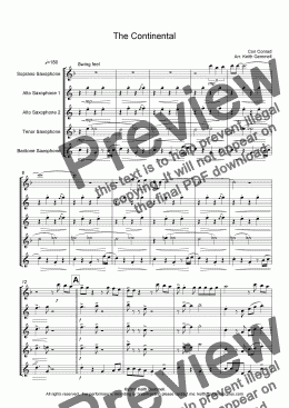 page one of The Continental – Saxophone Quinet