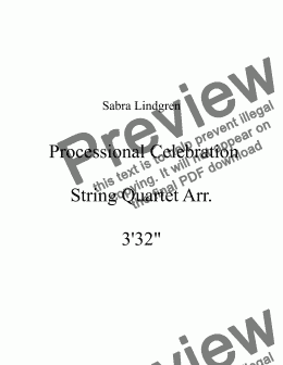page one of Wedding or Graduation: Processional Celebration Arr. for String Quartet