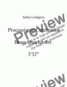page one of Wedding or Graduation: Processional Celebration Arr. for Brass Quartet