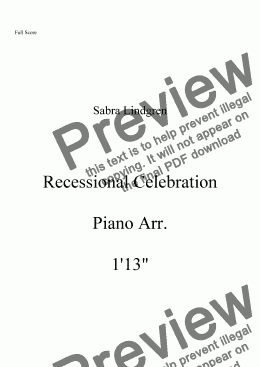 page one of Wedding or Graduation: Recessional Celebration Arr. for Piano
