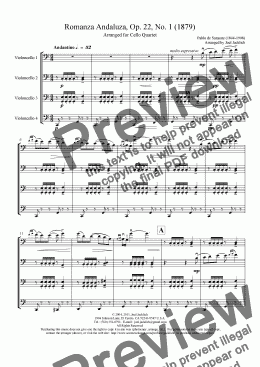 page one of Romanza Andaluza, Op. 22, No. 1 - Cello Quartet