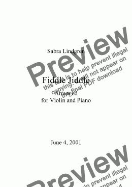 page one of Fiddle Jiddle, Arranged for Violin with Piano Accompaniment