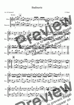 page one of Badinerie – oboe & bassoon duet