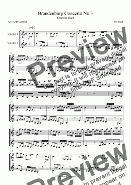 page one of Brandenburg Concerto No.3 – Clarinet Duet