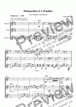 page one of Melancolica # 3 (Pasillo) Trio Andino Colombiano