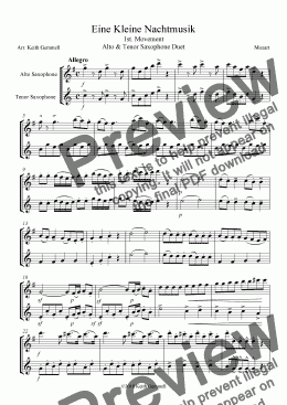 page one of Eine Kleine Nachtmusik – Saxophone Duet (alto & tenor)