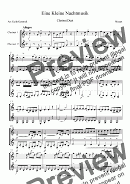 page one of Eine Kleine Nachtmusik – Clarinet Duet