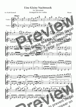 page one of Eine Kleine Nachtmusik – Violin Duet (key G)
