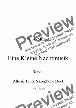 page one of Eine Kleine Nachtmusik (Rondo) Alto & Tenor Saxophone Duet