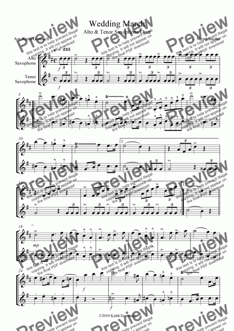 page one of Wedding March – Alto & Tenor Saxophone Duet