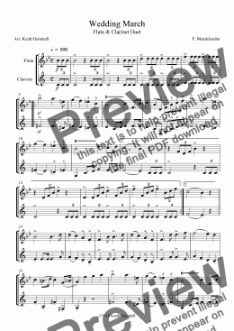 page one of Wedding March – Duet for Flute & Clarinet