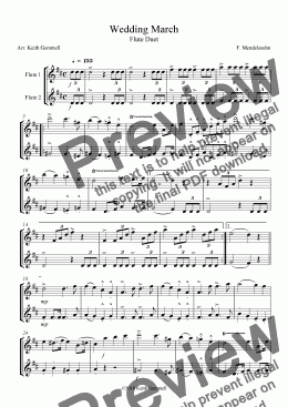 page one of Wedding March – Flute Duet