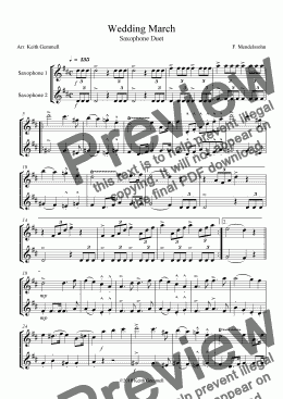 page one of Wedding March – Saxophone Duet (2 altos or 2 tenors)