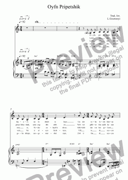 page one of Oyfn Pripetshik for Voice and piano 