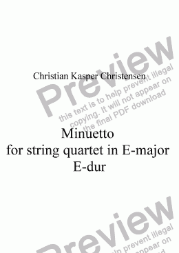 page one of Minuet for stryger kvartet i E-dur
