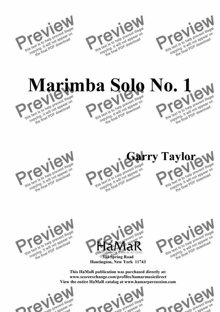 page one of Marimba Solo No. 1