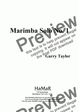 page one of Marimba Solo No. 1