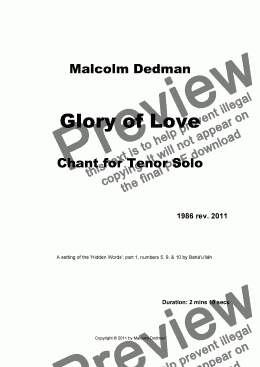 page one of Glory of Love