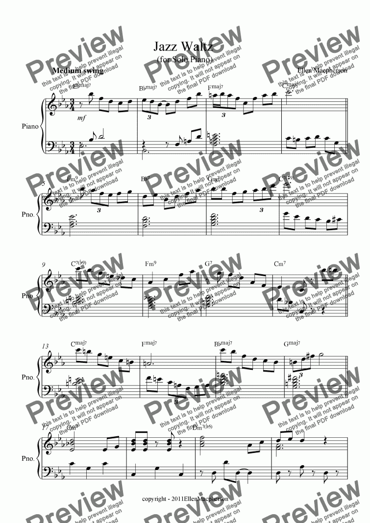 page one of Jazz Waltz for Solo Piano