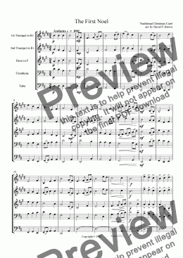 page one of Christmas: The First Noel for Brass Quintet