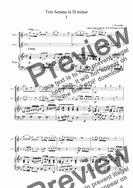 page one of Loeillet:Trio Sonata in D minor 